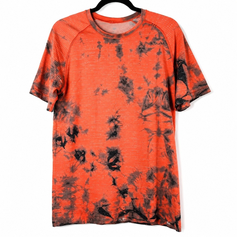 Lululemon Metal Vent Tech Shirt Men M Orange Tie Dye Athletic Performance Casual